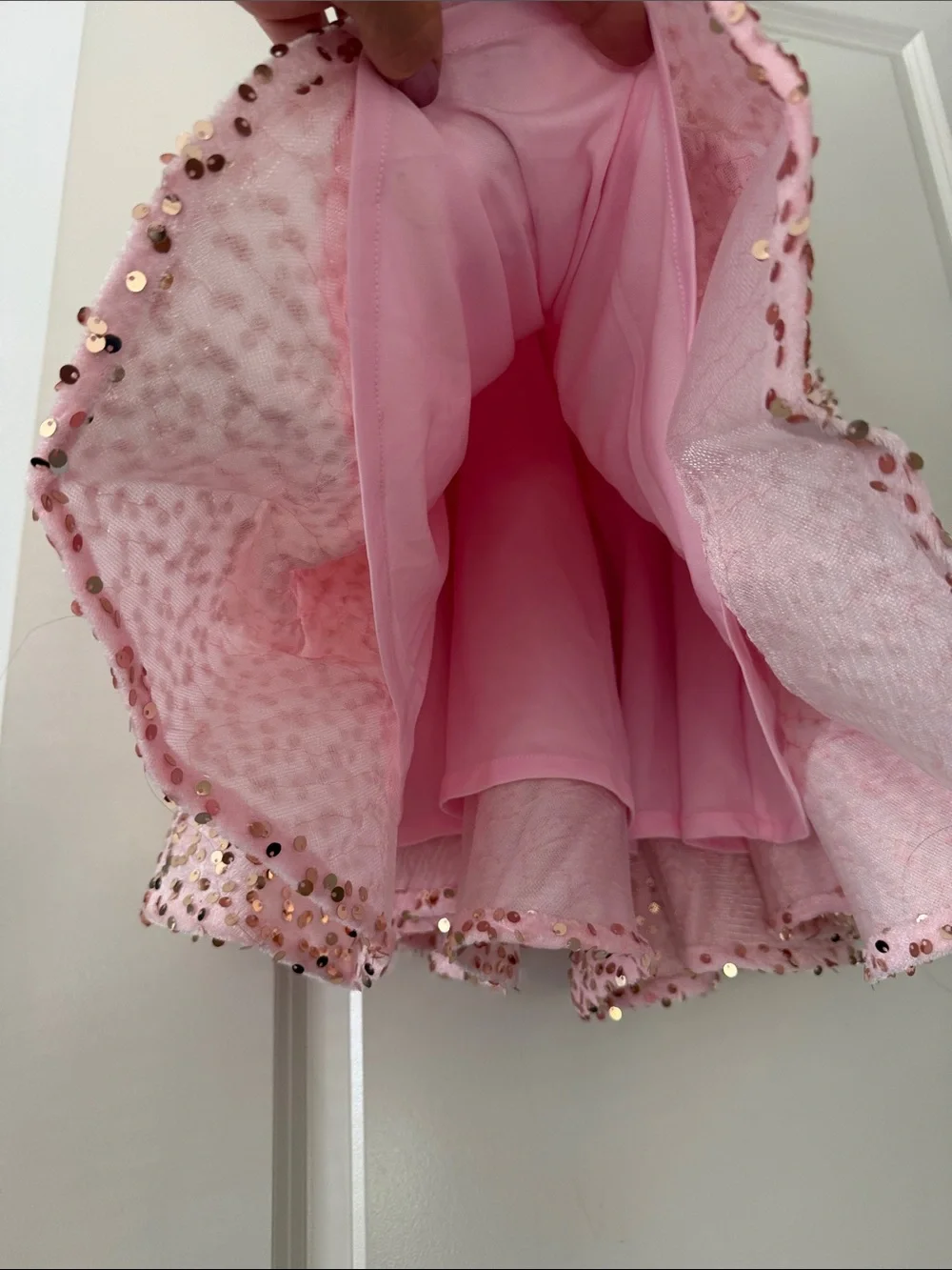 Pink Sequin Lace-Up Dress